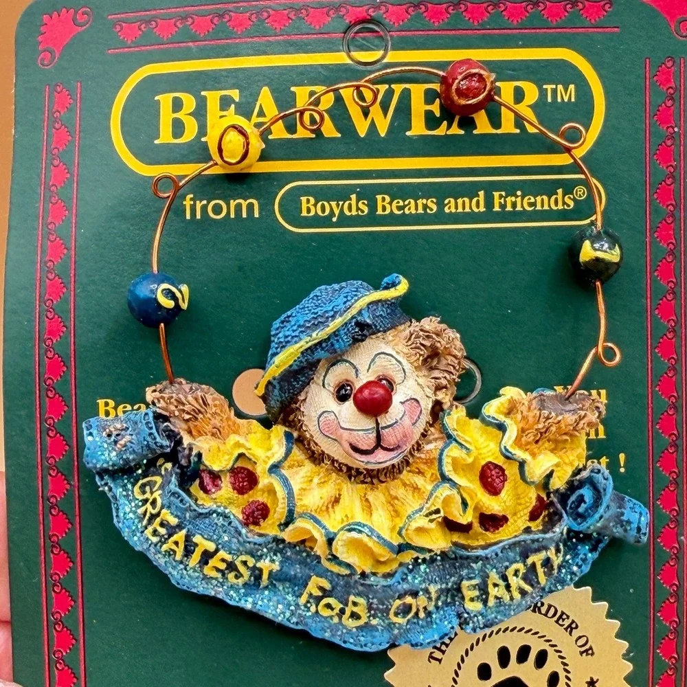 Boyds Bears Bearwear Greatest FOB On Earth Clown Brooch Pin 02001-11 Vintage